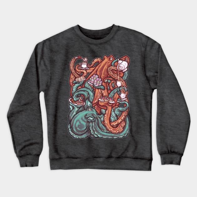 Octopus Tea Party Crewneck Sweatshirt by pbarbalios